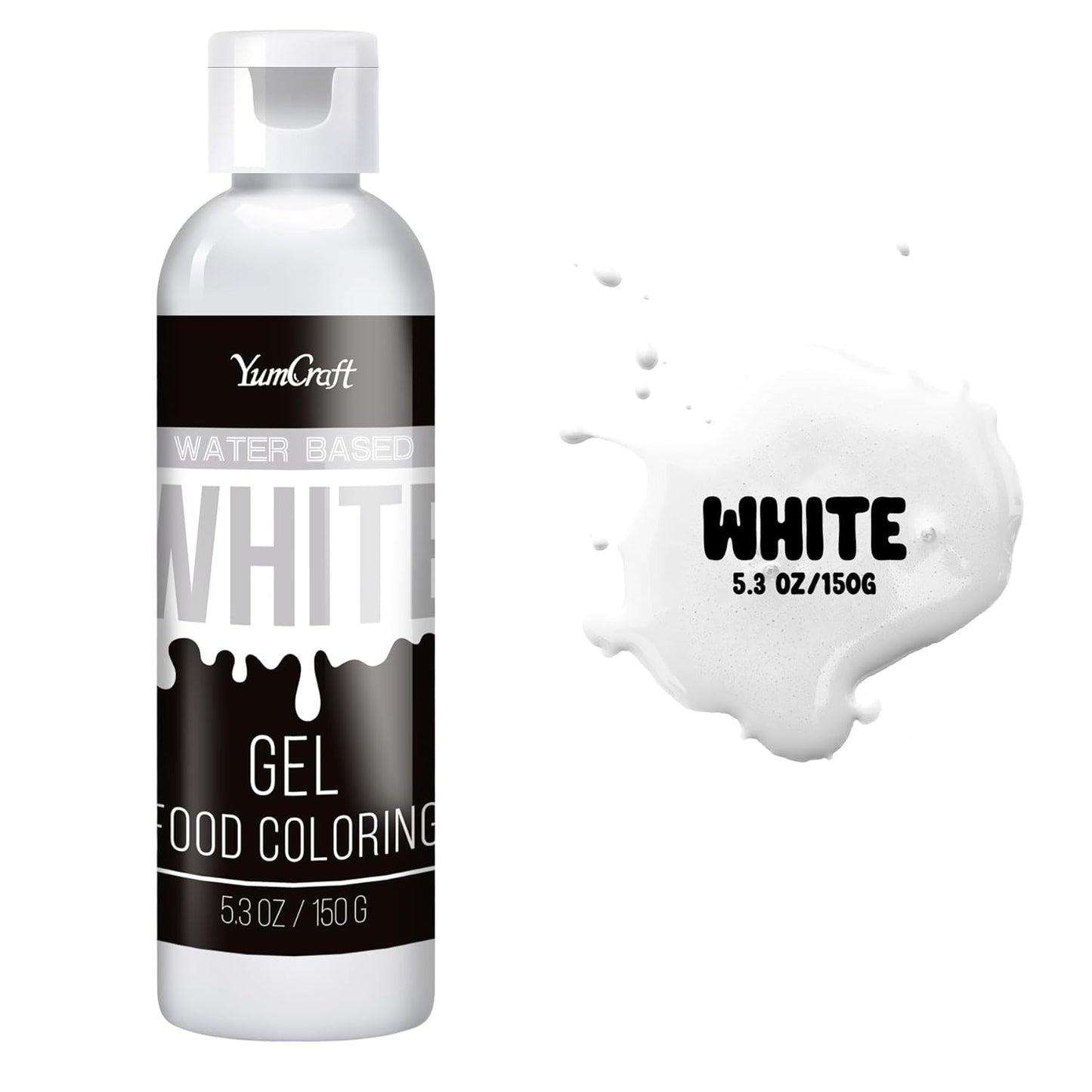 Food Coloring Gel - Vibrant Color Gel Food Coloring for Cake Decorating, Baking, Easter Egg, Icing - Tasteless Food Color Dye for Fondant, Cooking, Slime, Airbrush (White, 5.3oz)