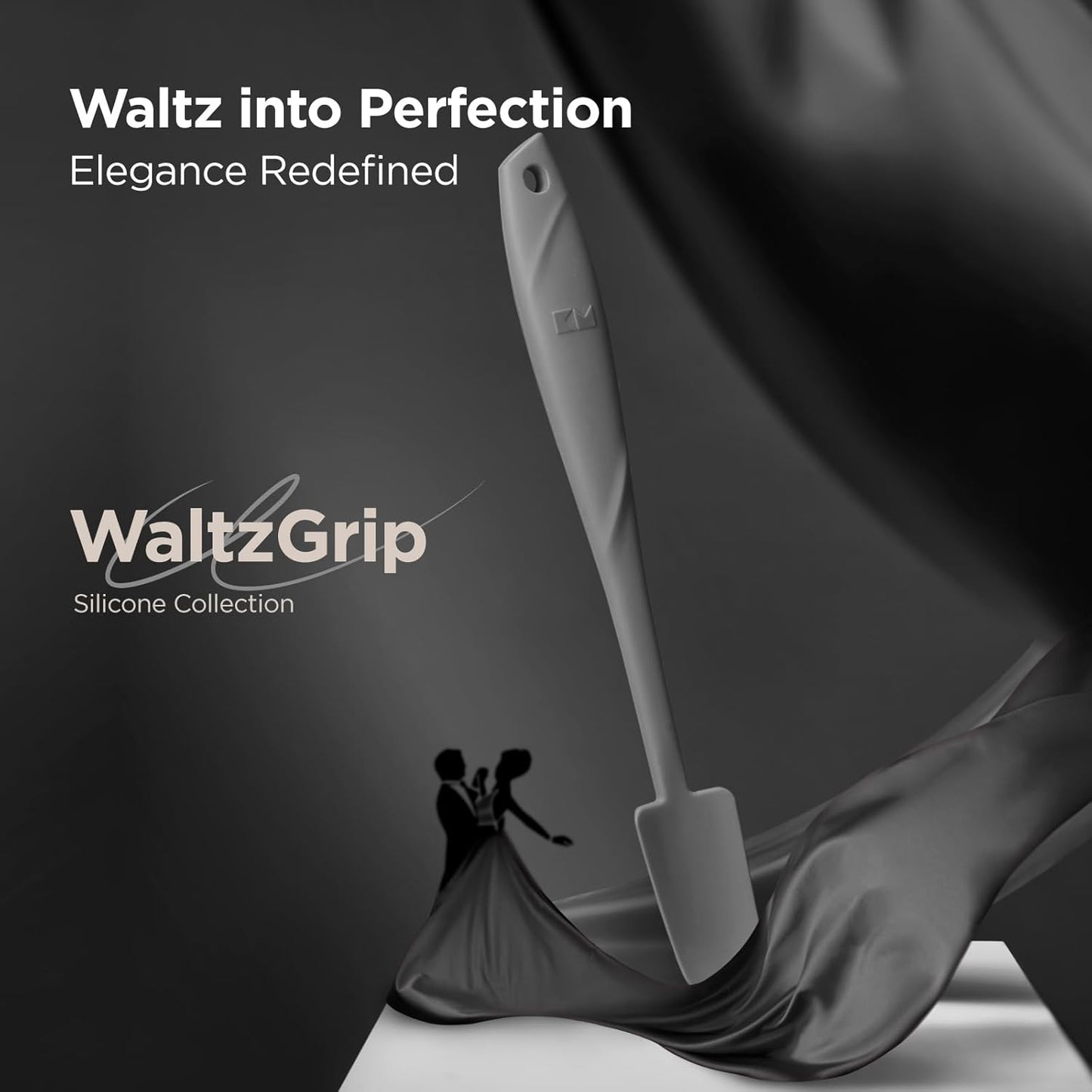 Kitchen Mama WaltzGrip Platinum Silicone Jar and Can Spatula Utensil Set: Heat Resistant, Nonstick Scraper, Scooping, Perfect for Smoothies, Jam, Cream, Butter, Dishwasher Cooking Gadget (Metal Gray)