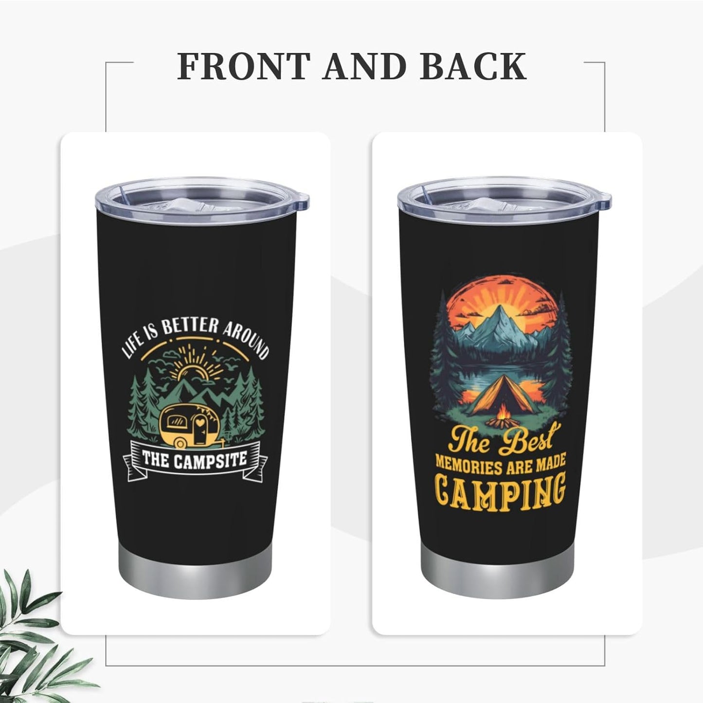Camping Gifts for Men Women Tumbler 20oz, Camper Gifts Coffee Cups, Camp Essentials, Camp Accessories, Gift for RV Owners, Campsite Outdoors RV Travel Lovers Mug