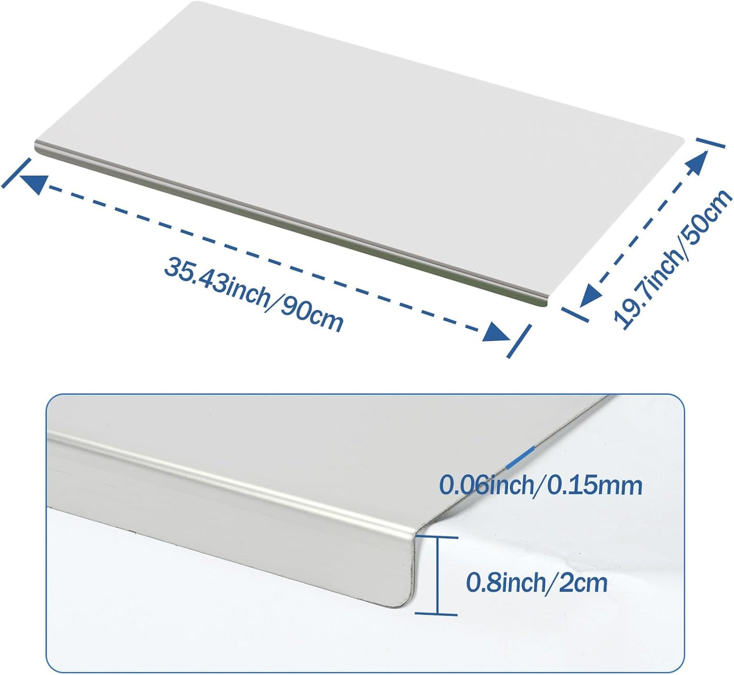 304 Stainless Steel Cutting Board with Rolling Pin&Non-Slip Mat, Cutting Chopping Boards with Lip Large Heavy Duty Baking Board for Meat Vegetables Fruits Cheese Bread Pastry- 35.4”L x 19.7”W
