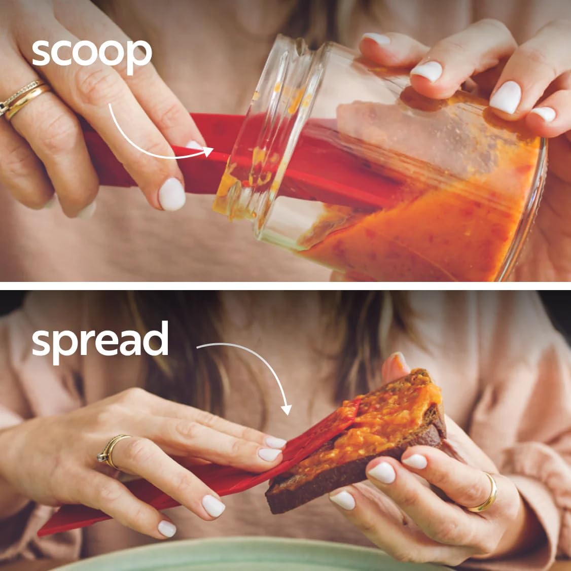 POLYGONS FLAT 3-IN-1 FOLDING MEASURING SPOONS | 2 Spoons with 6 Different Sizes (Purple)