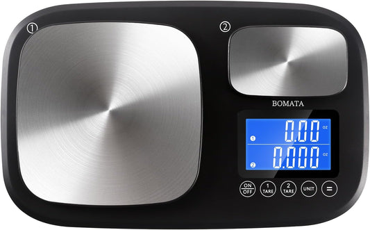 BOMATA 0.01g/500g & 1g/15kg Dual Platform Kitchen Scale with Two Precisions, Accumulation Function, Gram and Ounce, Digital Scale for Food, Baking, Yeast, Jewelry B614