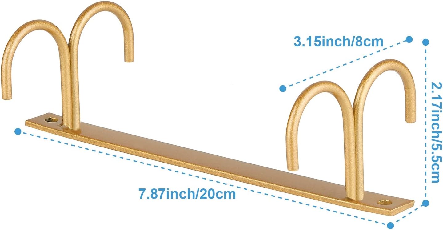 Mug Rack Under Cabinet - Coffee Cup Holder, 12 Mugs Hooks Under Shelf, Display Hanging Cups Drying Hook for Bar Kitchen Utensils Gold