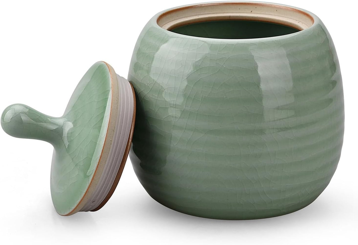 Kitchen Canisters Vintage Ceramic Food Storage Jar with Airtight Lid for Tea, Coffee, Herb, Sugar, Spice, Nuts (Green(ICE))