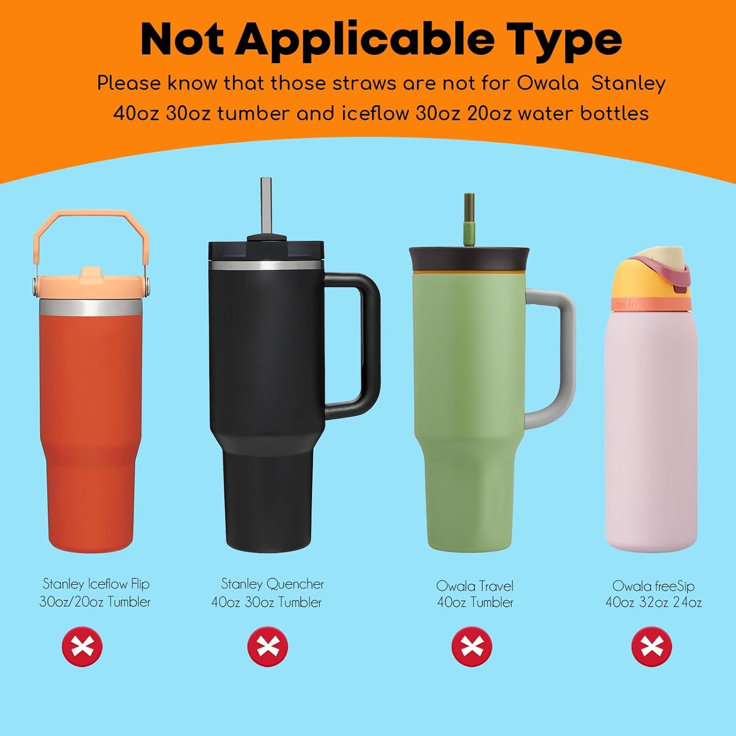 ALINK Clear Replacement Straws for Stanley 20oz 14oz Tumble, 6 Pack Reusable Straws for Stanley Quencher 20oz 14oz Cups with Cleaning Brush, Dishwasher Safe and BPA Free