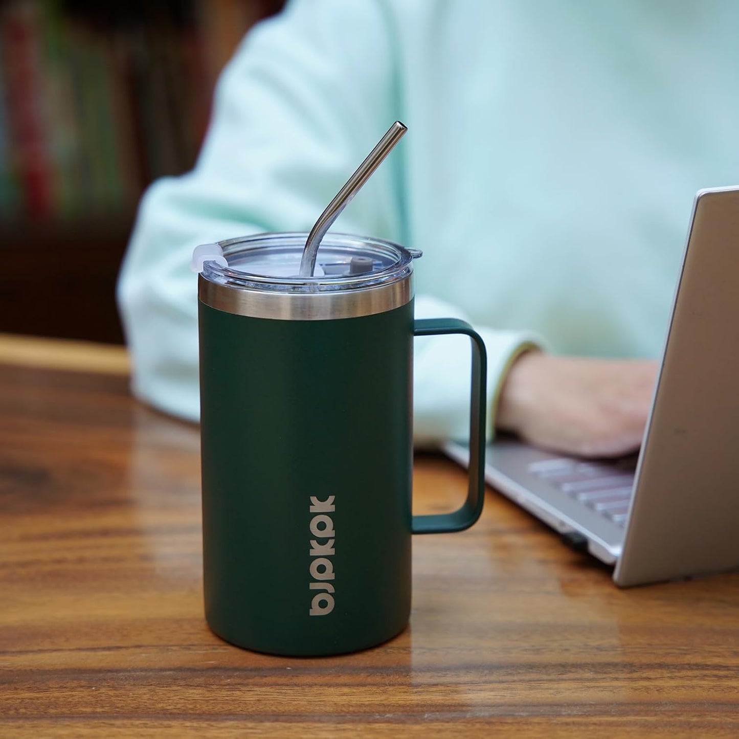 BJPKPK Insulated Coffee Mug with 2 Lids, 25oz Stainless Steel Insulated Tumbler with Handle, Double Wall Vacuum Coffee Cups, BPA Free Travel Mug for Coffee, Tea and Drinks, Navy Blue