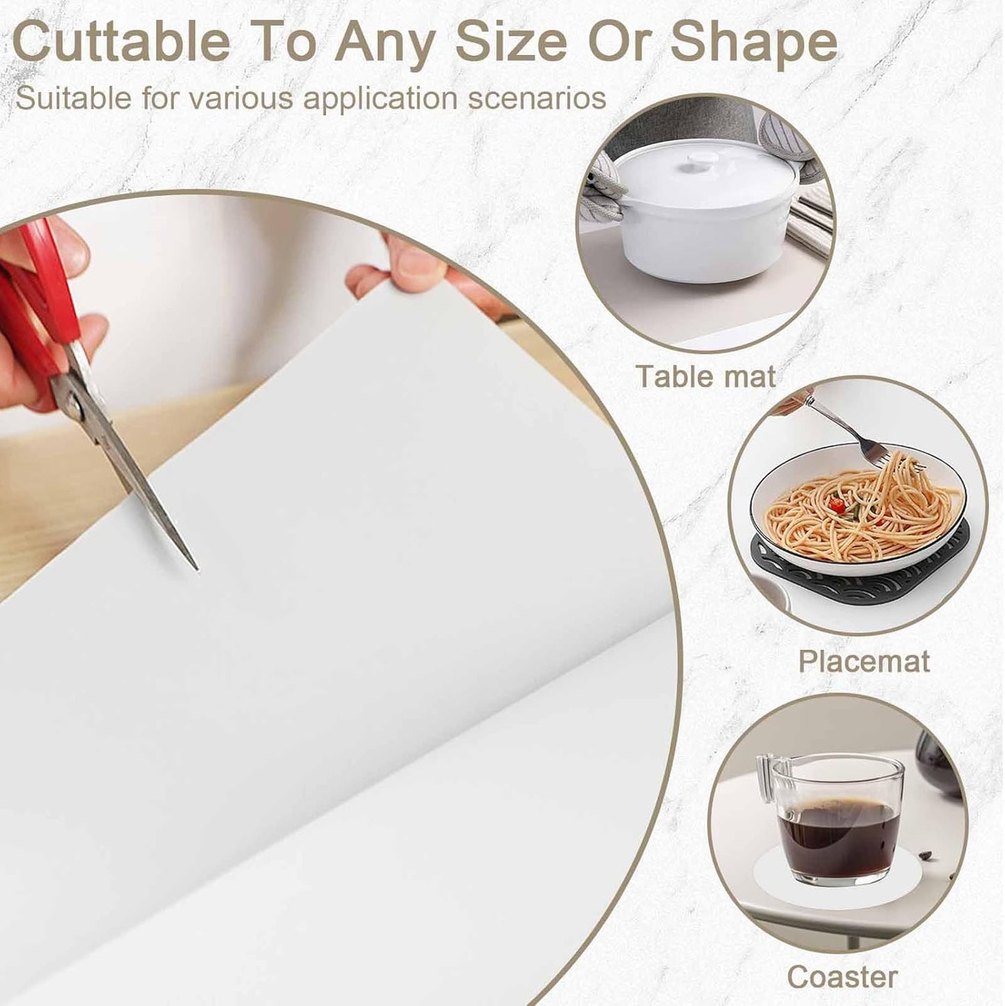 47.2"x23.6"(120cmx60cm) Large Silicone Mat for Kitchen Counter, Non-Slip Heat Resistant Countertop Protector, Waterproof Multipurpose Mat for Kitchen Island, Light Brown