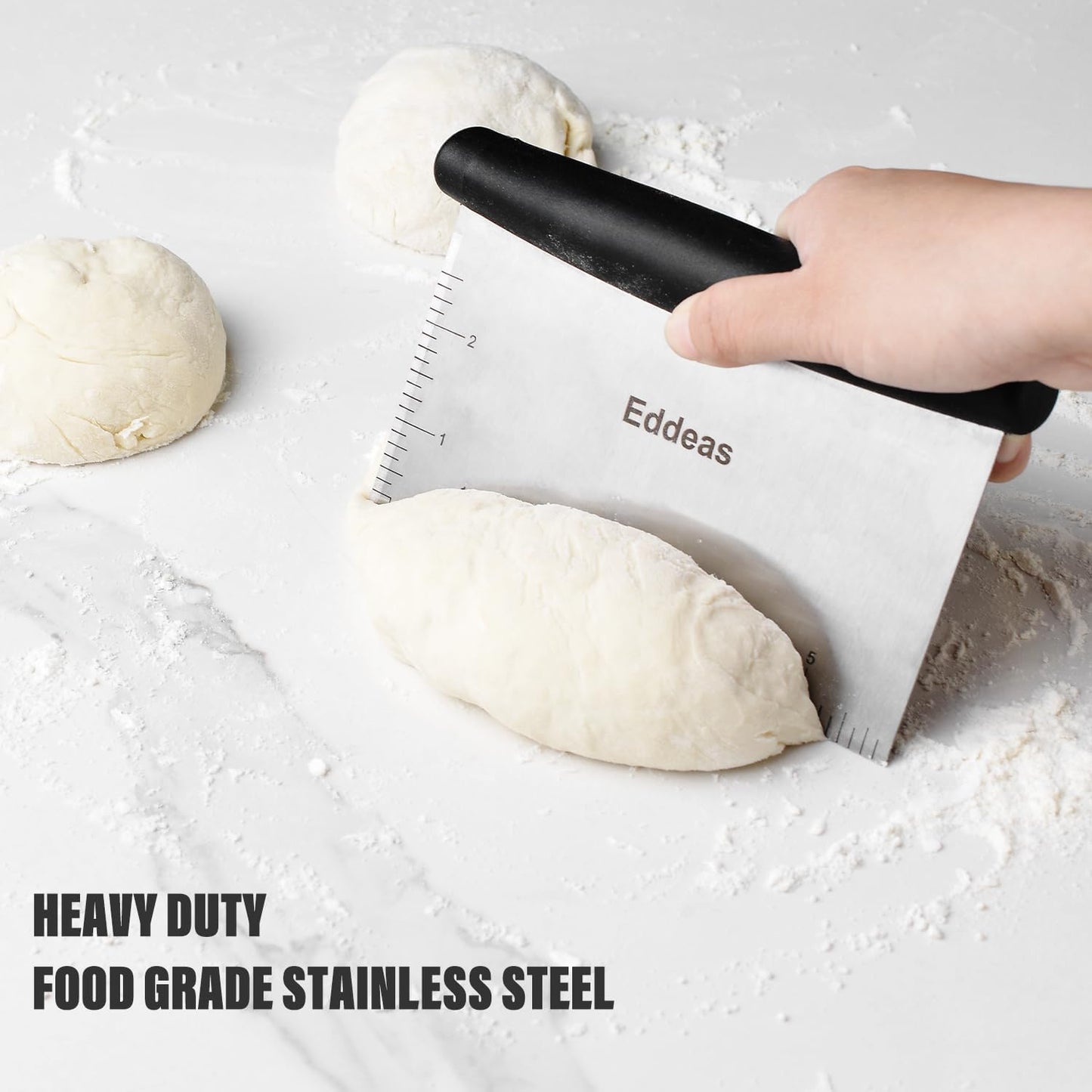 Dough Scraper and Dough Blender, Multi-Purpose Scraper Chopper Dough Tools, Heavy Duty Stainless Steel and Non-slip handle Pastry Cutter Set, Great for Pastry, Pizza, Dough and Cake