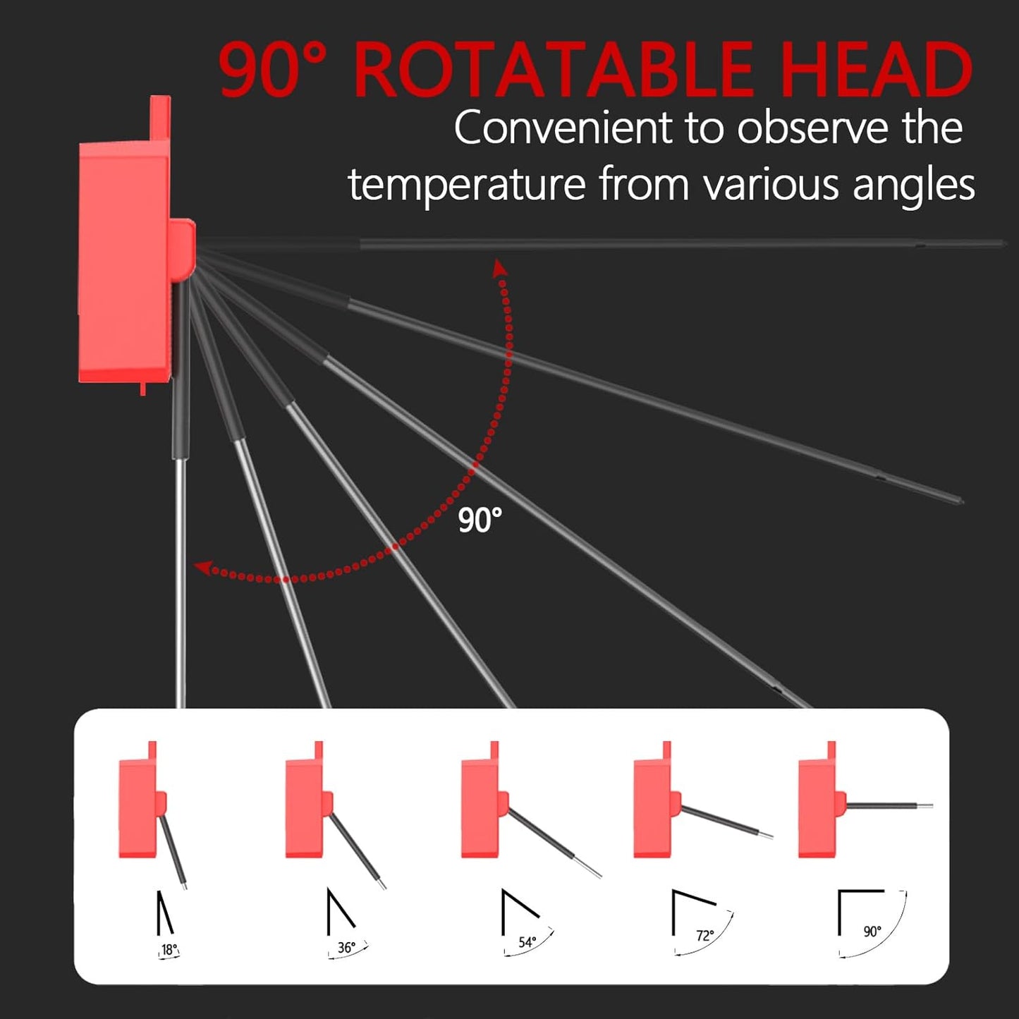 Waterproof Digital Candy Thermometer for Candy Making, Instant Read Cooking Thermometer with Pot Clip, Backlight LCD, 8" Long Probe, Temperature Alarm, ℃/℉ Switch for Kitchen, Outdoor BBQ