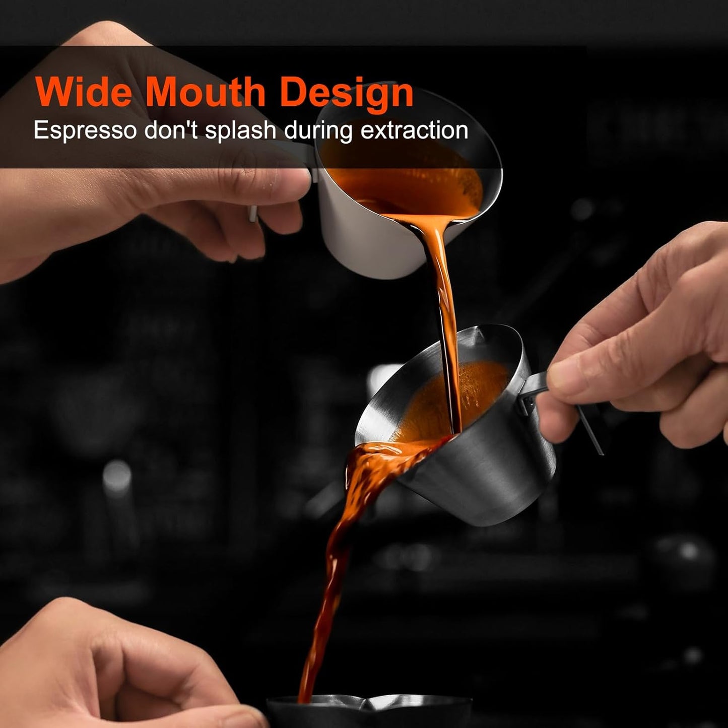 MHW-3BOMBER MHW-3BOMBER Espresso Measuring Cups 2Pcs with Handle, 1oz / 2oz / 3oz Double Spouts Stainless Steel Espresso Shot Cups with Scale, V-Shaped Mouth, 3.4oz / 100ML White G6200W-OS