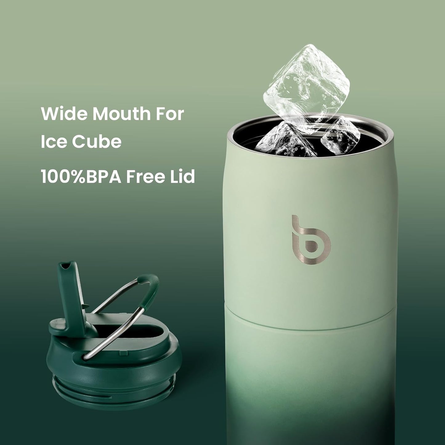 BOTTLE BOTTLE Stainless Steel Water Bottle with Straw and Lid, 32 oz Vacuum Insulated Flask Stay Cold for 24 Hrs Hot for 12 Hrs Leak-Proof Wide Mouth Sports Water Bottles for Men green