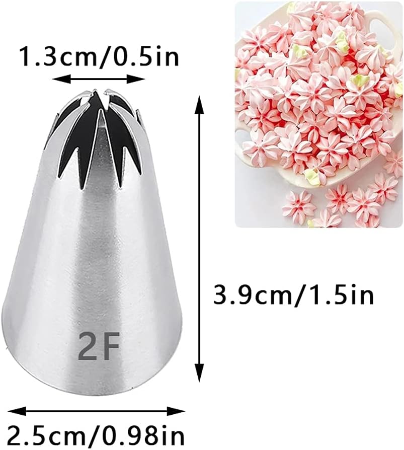 Icing Piping Tip Set,3 Large Decorating Tips Stainless Steel,DIY Cream Rose Flower Piping Tips,Cupcake Pastry Tips for Cake Decorating(1M 2D 2F)