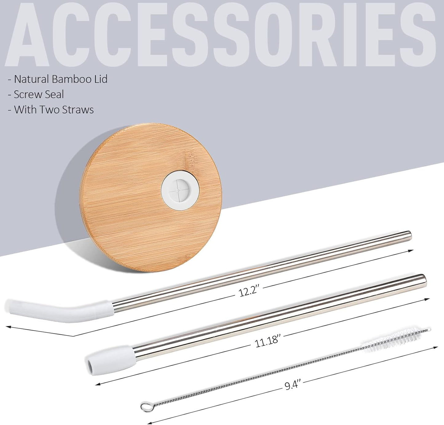 Kodrine 40 oz Glass Tumbler with Handle, Iced Coffee Tumbler with Straw and Bamboo Lid, Glass Drinking Cup with Silicone Sleeve Time Marker, Water Bottle Dishwasher Safe, Cup Holder Friendly, White