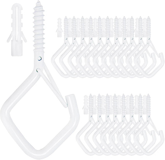 20PCS Eye Screw Hooks for Hanging Heavy Duty with Safety Buckle.Metal Ceiling Hooks for Hanging Plants,Cup,Wind Chime,Bird Feeders,String Lights at Indoor&Outdoor,2.36 Inch（No Drill Bit