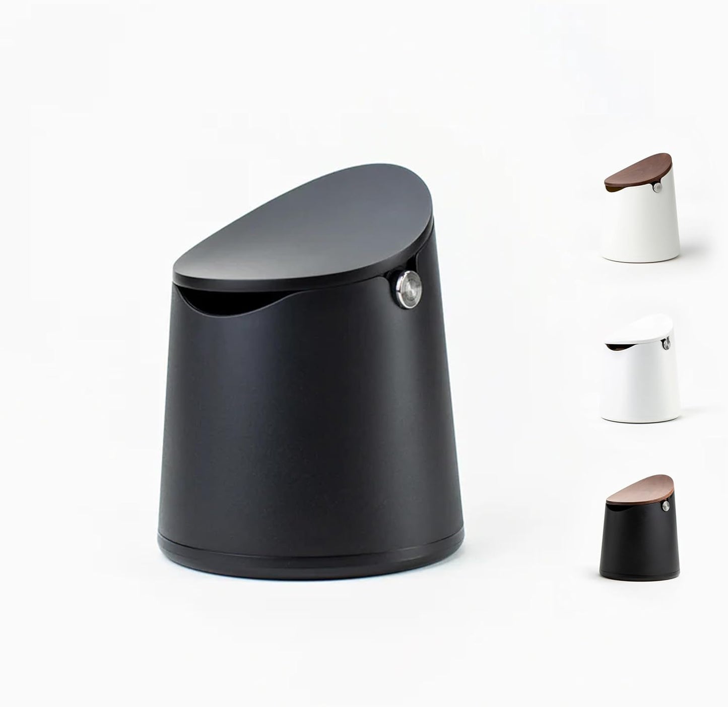 Crema Coffee Products Arc Knock Box | Holds 12–16 EspressoPucks|Durable,Stain-ResistantBuild withNon-Slip Base|Elegant WalnutPlastic Lid Design| EasyClean-Up &Moisture Control|BlackPlasticLid Finish