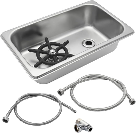 DIBTSA Pitcher Rinser, Automatic Glass Cup Washer, Stainless Steel Coffee Milk Tea Cup Cleaner Sink, for Home Kitchen Hotel Bar Restaurant (10.4x6.4x2.6 Inch)