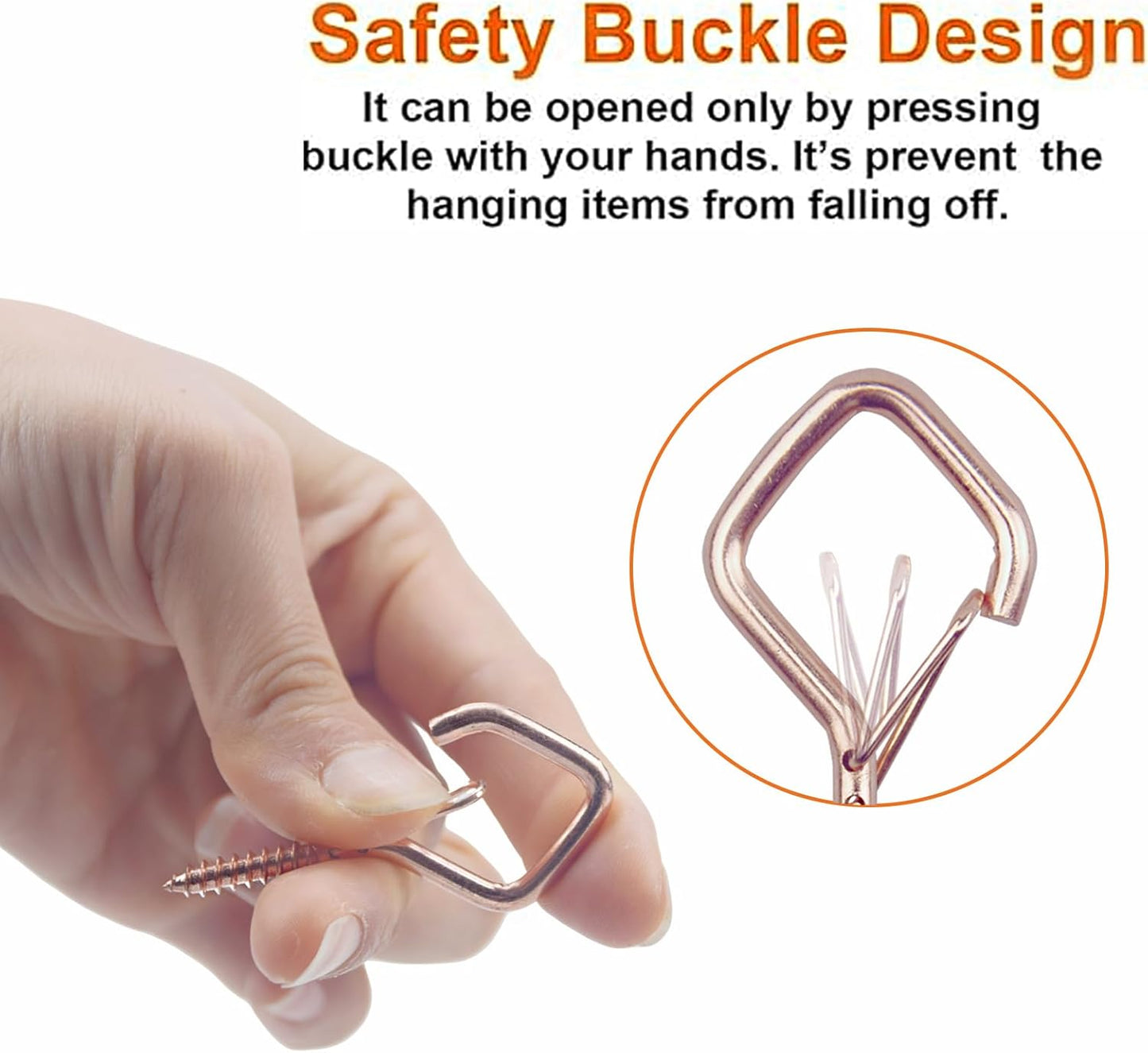 20PCS Eye Screw Hooks for Hanging Heavy Duty with Safety Buckle.Metal Ceiling Hooks for Hanging Plants,Cup,Wind Chime,Bird Feeders,String Lights at Indoor&Outdoor,2.36 Inch(No Drill Bit)