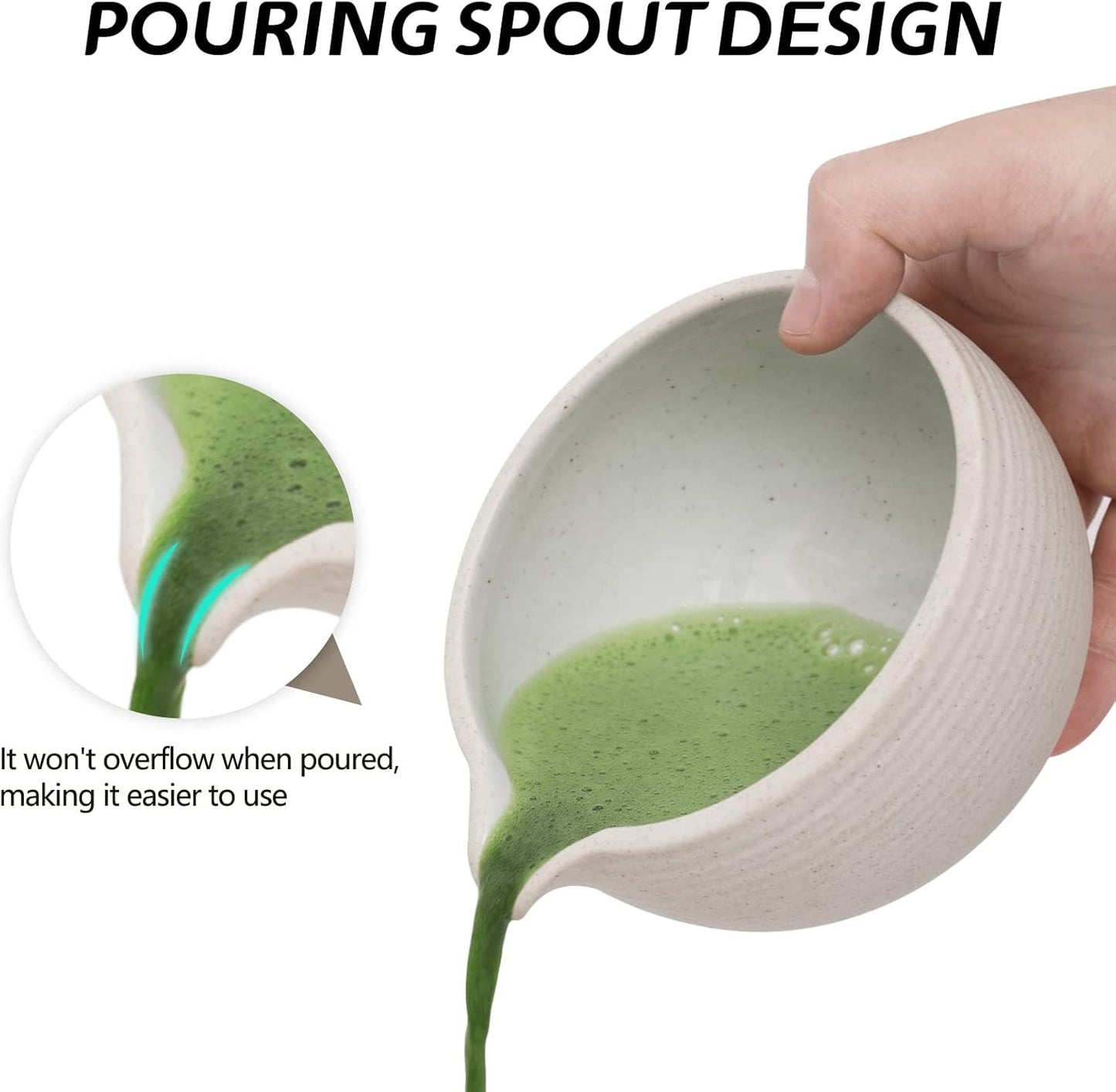 Artcome Matcha Ceremony Kit for Japanese Tea Ceremony, Bowl with Pouring Spout, Whisk, Tea Scoop, Matcha Powder Strainer, Matcha Tea Set For Making Usucha, Koicha and Matcha Latte (Grey)