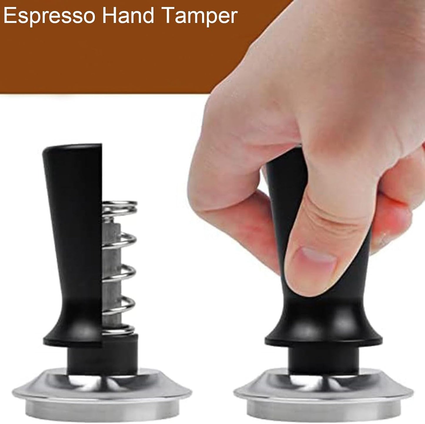 51mm Espresso Tamper and Espresso Puck Screen Set, Espresso Tamper with Calibrated Spring, Premium Barista Stainless Steel Coffee Tamper with Puck Screen, Espresso Handle Tamper for Espresso Machine