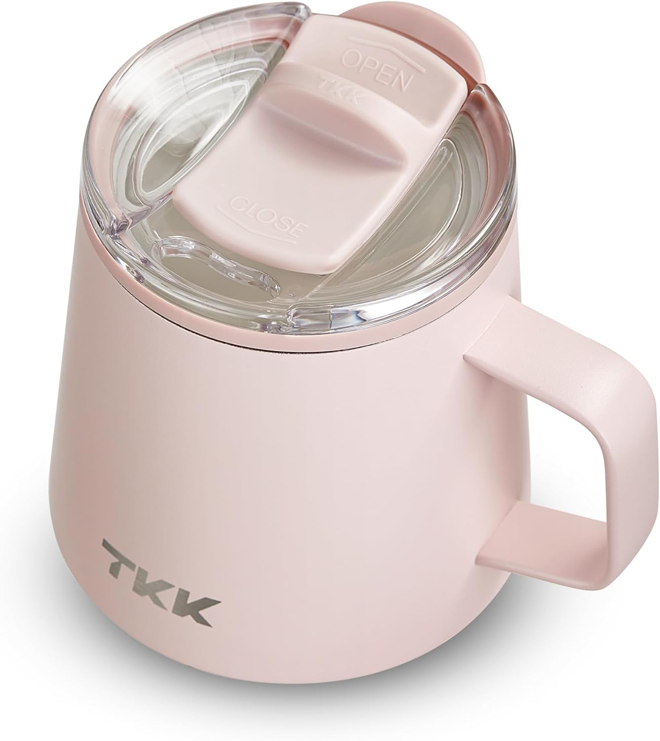 TKK 12 oz Insulated Coffee Mug with Handle Ceramic Coating Detachable Slider Lid Stainless Steel Tumbler Double Wall Vacuum Travel Cup