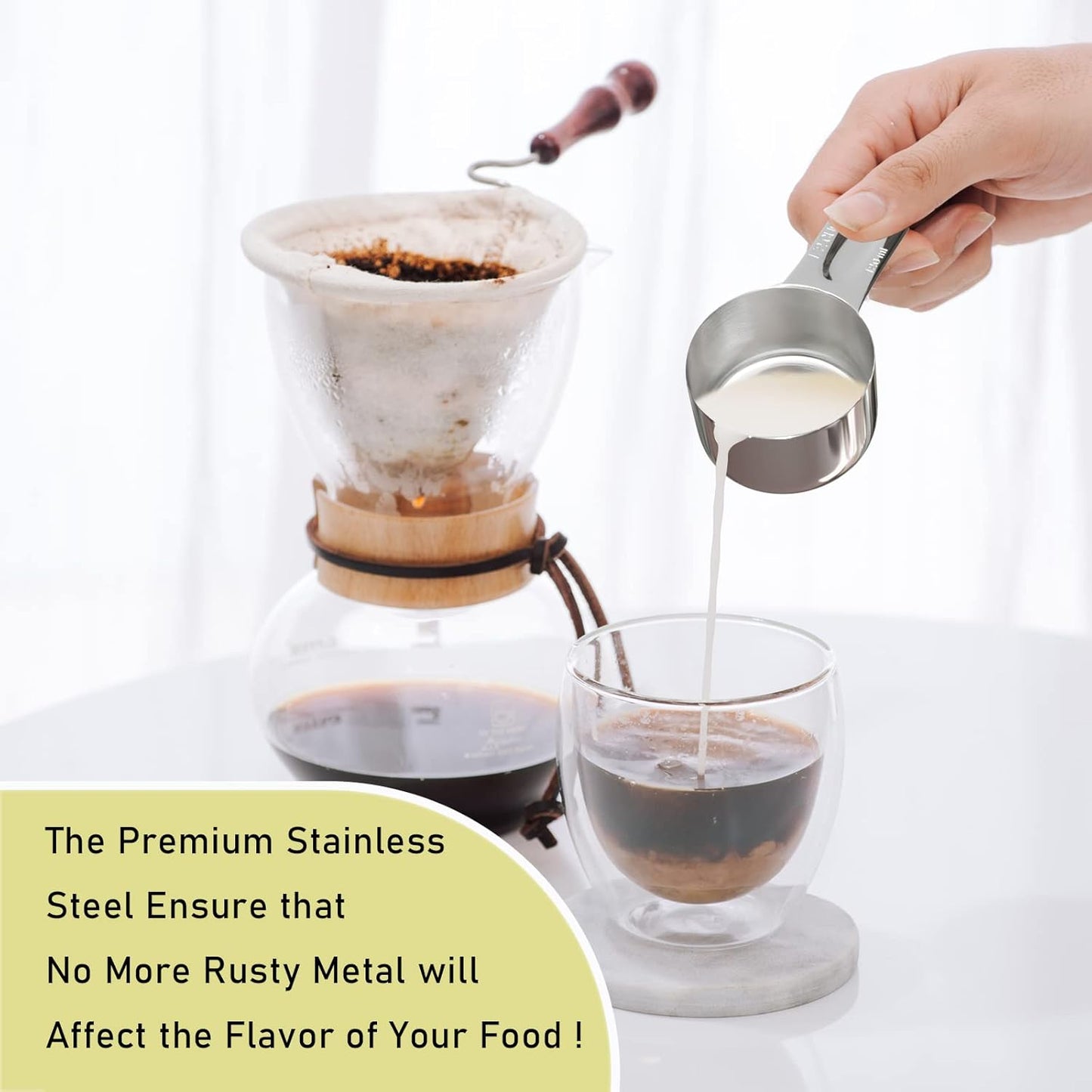 1PCS 1/2Cup (120ml, 4oz) Single Measuring Cup, Stainless Steel Measure Scoop, Metric and US Measurement, Dishwasher Safe