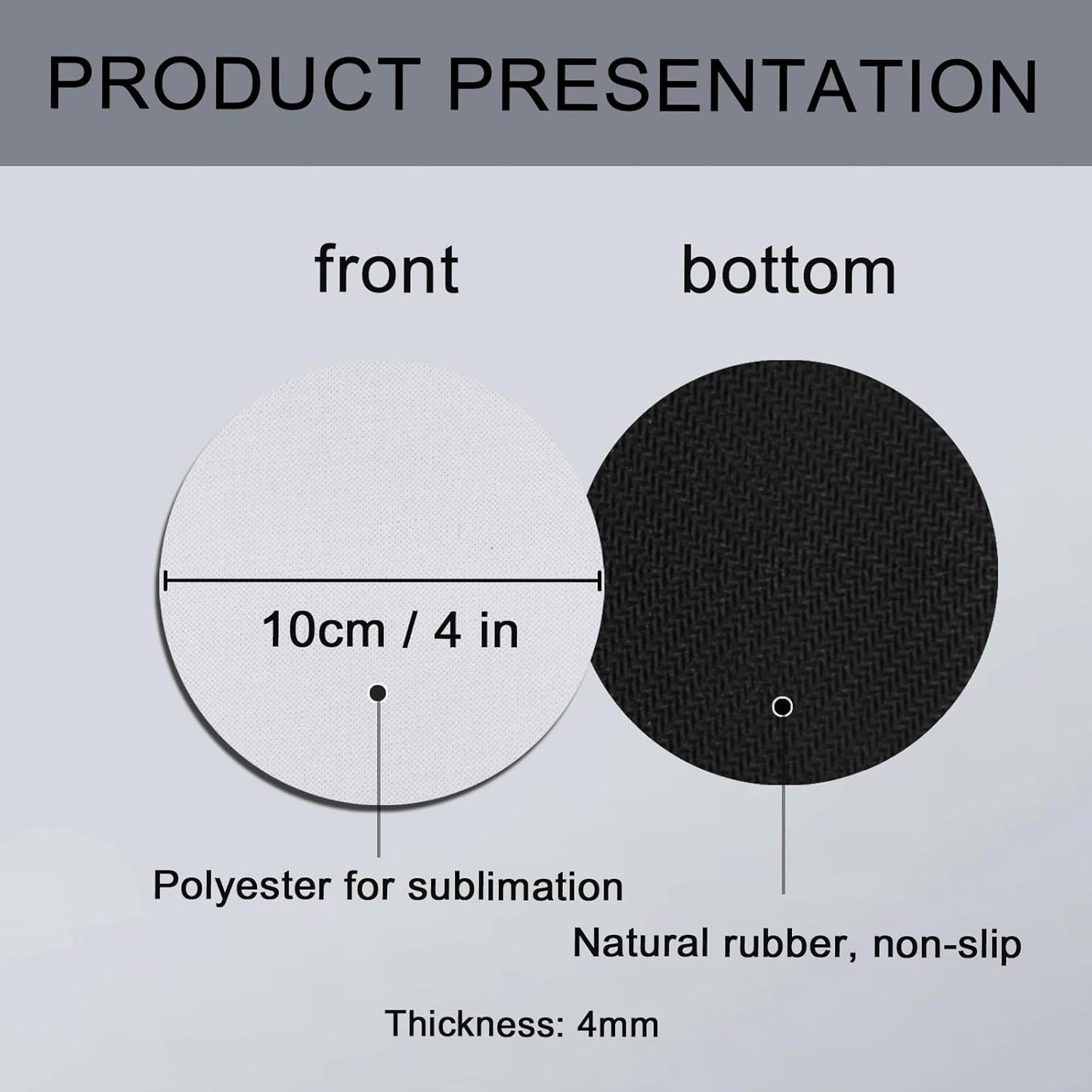 80 PCS Sublimation Blank Cup Coasters Bulk, 4x4 Inch Round Blank Cup Mat Rubber for Sublimation Transfer Heat Press Printing DIY Crafts