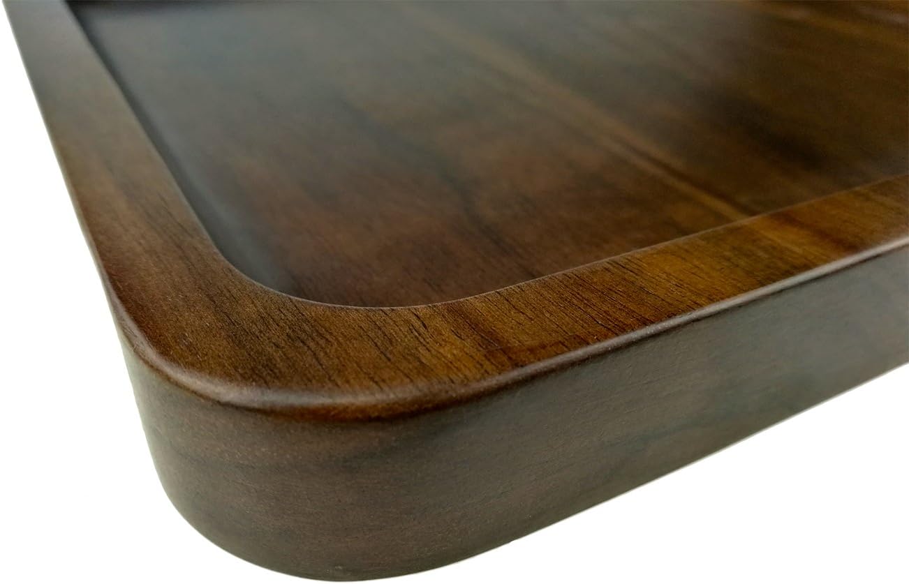 Rustic Walnut Wooden Tray Solid Wood Serving Tray Square Rectangle Platter Tea Tray Coffee Table Tray (Square Large (9 x 9 inch))