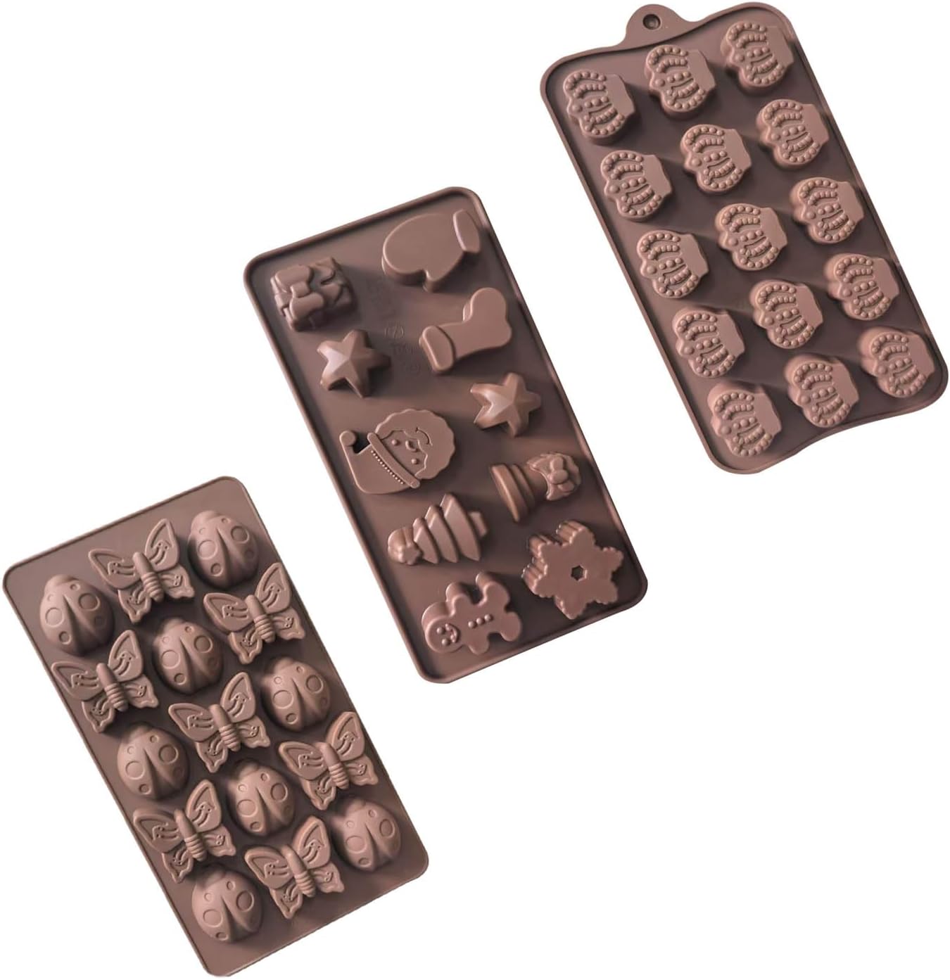 La chat 3 Packs Silicone Molds for Chocolate, Food Grade no-stick Baking, candy and butter Mold with different shape (3 packs chocolate molds)