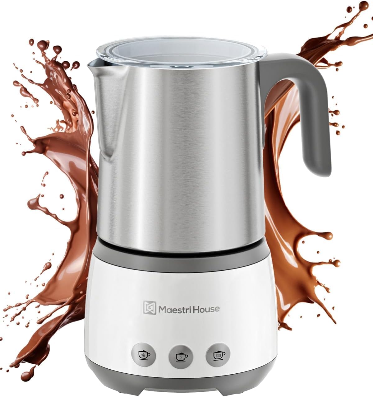 Maestri House Milk Frother, 4-in-1 Electric Milk Steamer and Frother, 16.9OZ 600W Smart Touch Control Hot and Cold Foam Maker, Memory Function for Latte, Cappuccinos, Warm Milk, Hot Chocolate Milk