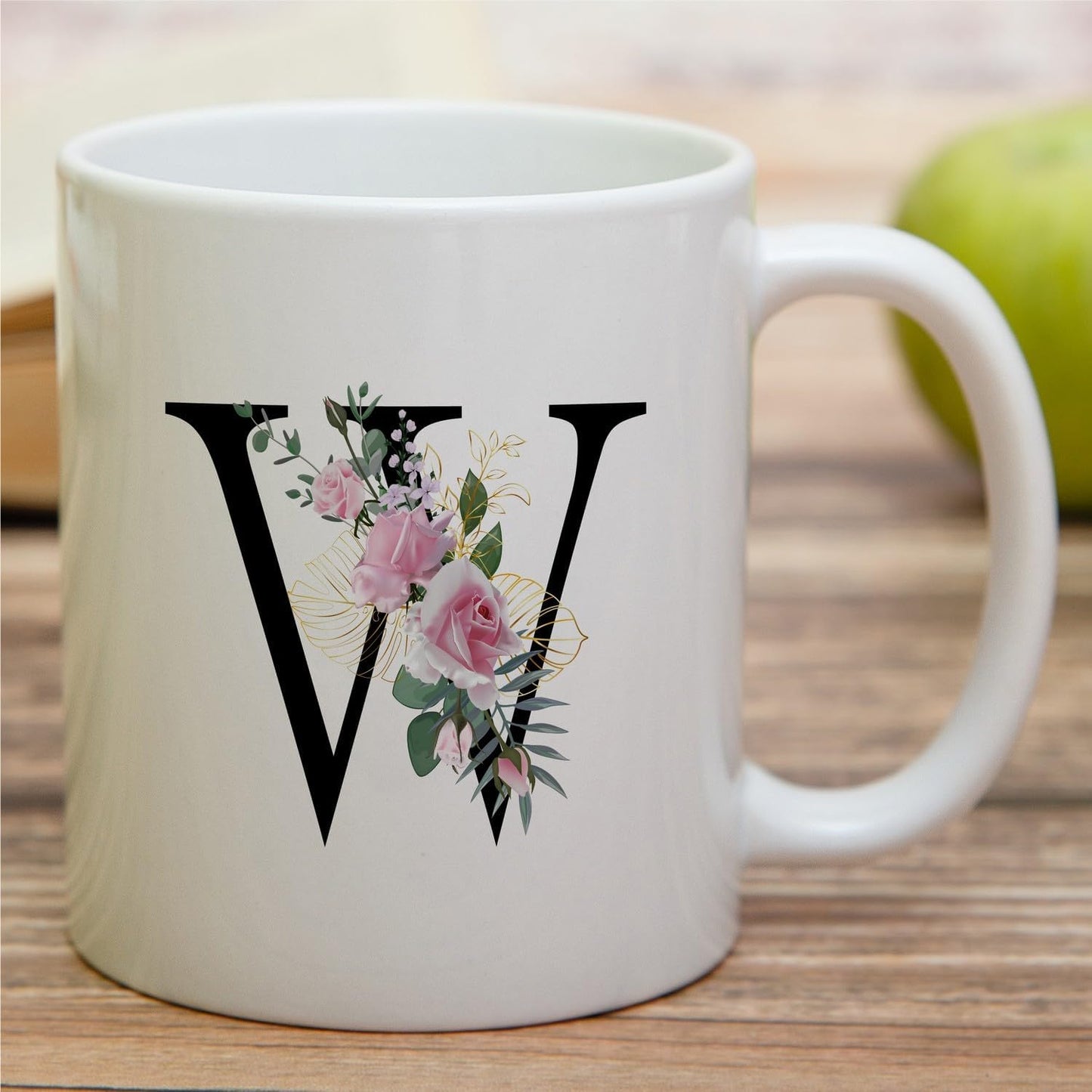 Retreez Initial A-Z Floral Botanical Bouquet Alphabet Monogrammed Monogram Mug 11 Oz Ceramic Tea Coffee Mugs - Appreciation Thank You Wedding Birthday Gifts for her friend coworker sister - W Initial