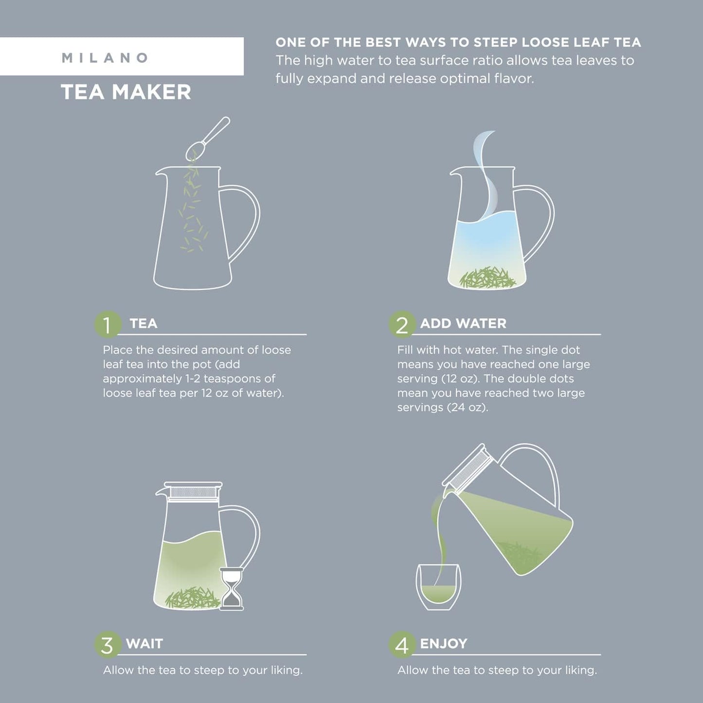 Teabloom Insulated Teapot Keeps Tea Hot – Tea Maker For Two (24 oz) – Double Wall Heatproof Glass Tea Steeper with Stainless Steel Filter Lid for Loose Leaf Tea