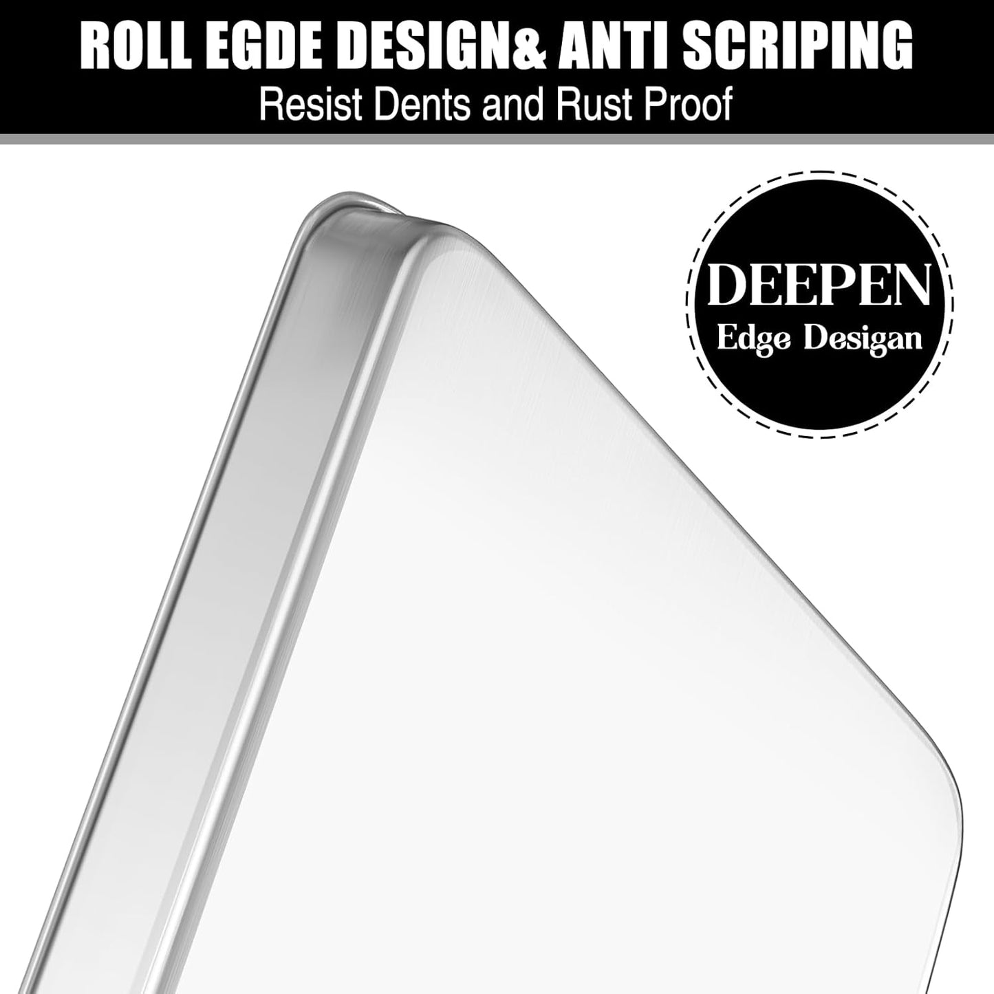 Baking Sheet Cookie Sheet Set of 2, Umite Chef Stainless Steel Baking Pans Tray Professional 12 inch, Non Toxic & Healthy, Mirror Finish & Rust Free, Easy Clean & Dishwasher Safe