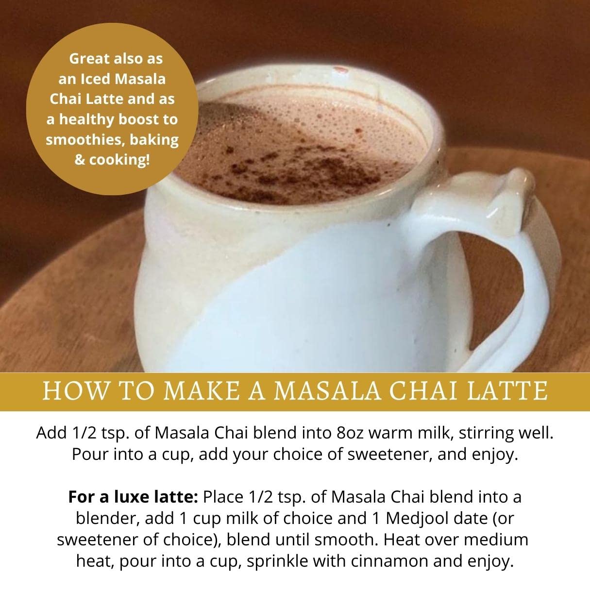 DelighTeas Organic Masala Chai Powder | Caffeine free, Unsweetened, Vegan, Keto | Ayurvedic Digestive Support blend for Chai Spice Tea | 100 Servings, 4oz