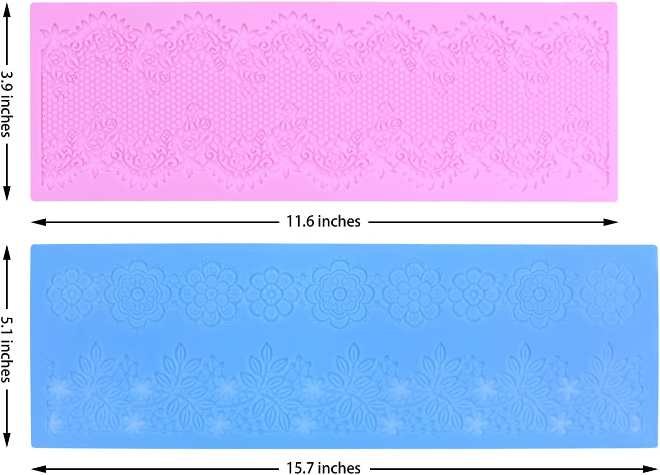Embossing Lace Fondant Mold, Multi Circle Flowers Lace Mat Wedding, Silicone Molds for Cake Decorating Tool, Cake Lace Molds Set of 2