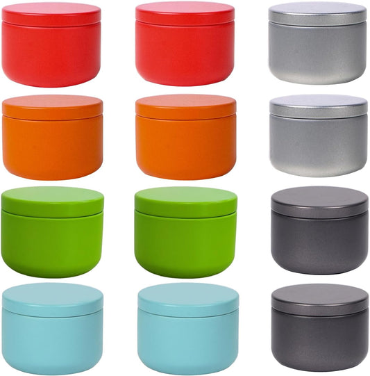 12 Pcs Mini Airtight Metal Tea Tins Food Storage Container Decorative Metal Canisters for Tea Coffee Spices Candy Crafts Gift Favors Party Decor (2.1x1.6 Inches 0.7oz)