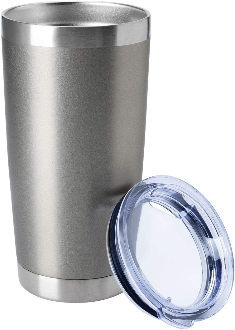 HASLE OUTFITTERS 20oz Tumblers Bulk Stainless Steel Cup with Lid Double Wall Vacuum Insulated Coffee Mug for Cold & Hot Drinks 1 Pack, Grey