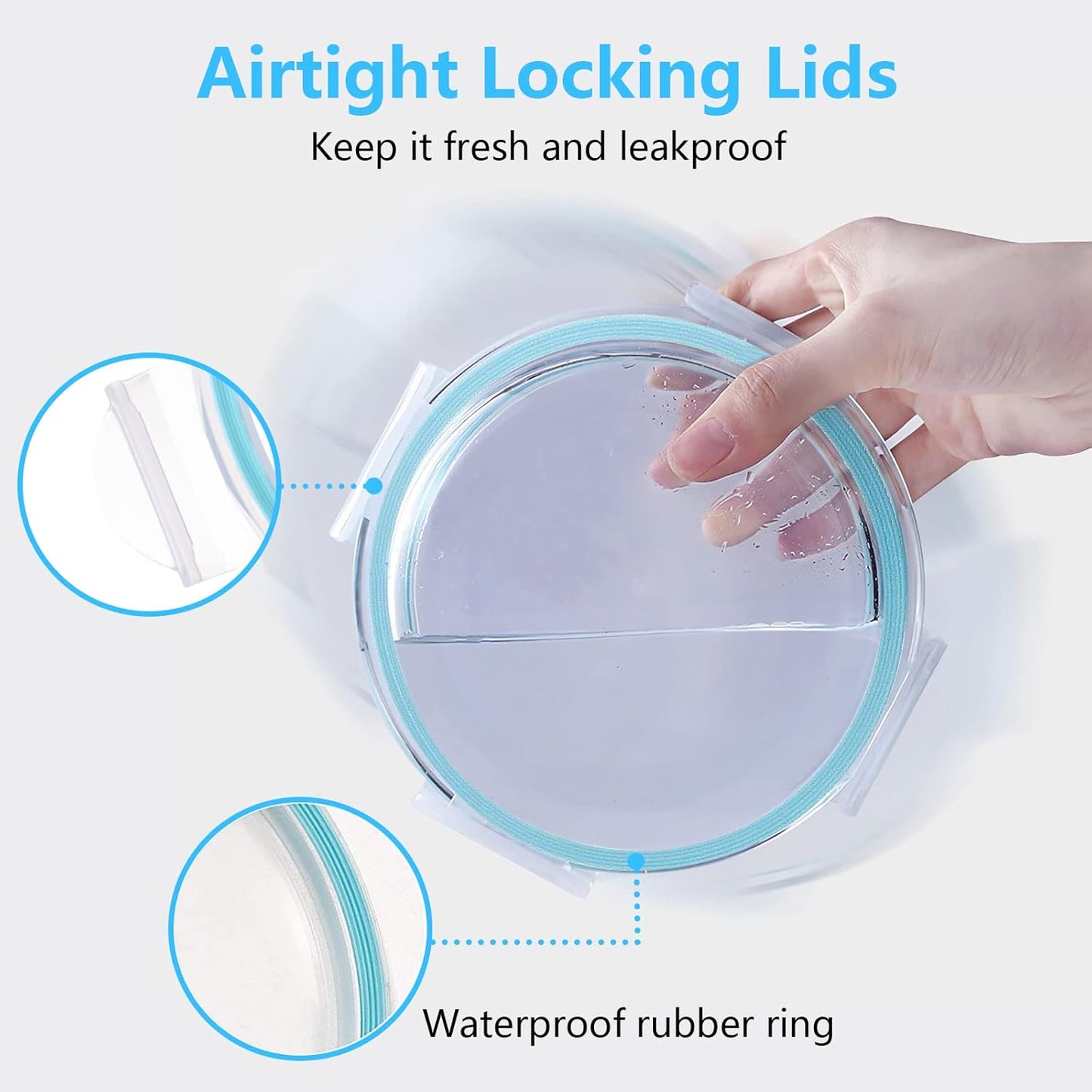 WhiteRhino Glass Mixing Bowl with Lids Set of 5, 0.2, 0.5, 1.1, 2.1, 3.75 QT, Large Salad Bowls with BPA-Free Lids, Space-Saving Nesting Bowls for Kitchen Food Storage, Glass bowl for Cooking, Baking