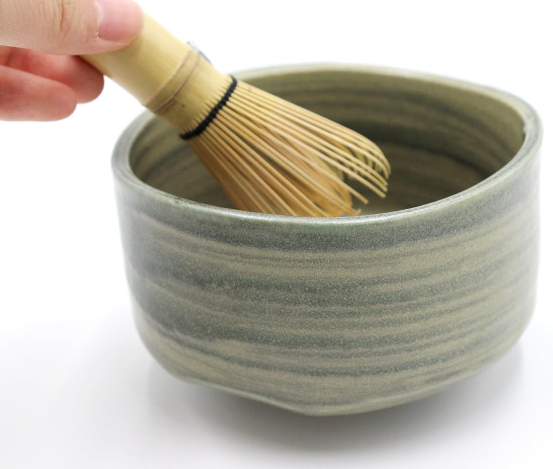 Japanese Traditional Handcrafted Matcha Chawan Tea Bowl Cup Ceremony Tableware Pottery (Fukamidori)