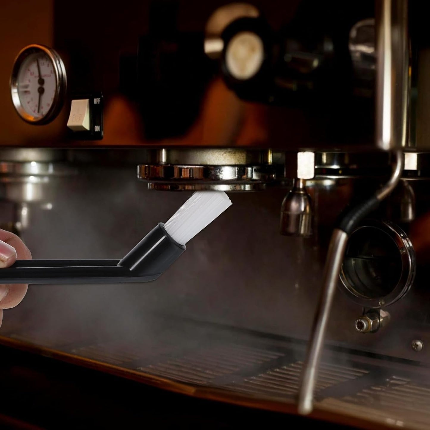 5 PCS Espresso Machine Brush, 6" Length Nylon Head Espresso Brush Coffee Cleaning Brushes Black Coffee Grinder Brushes for Cleaning Espresso-Machines, Grinders