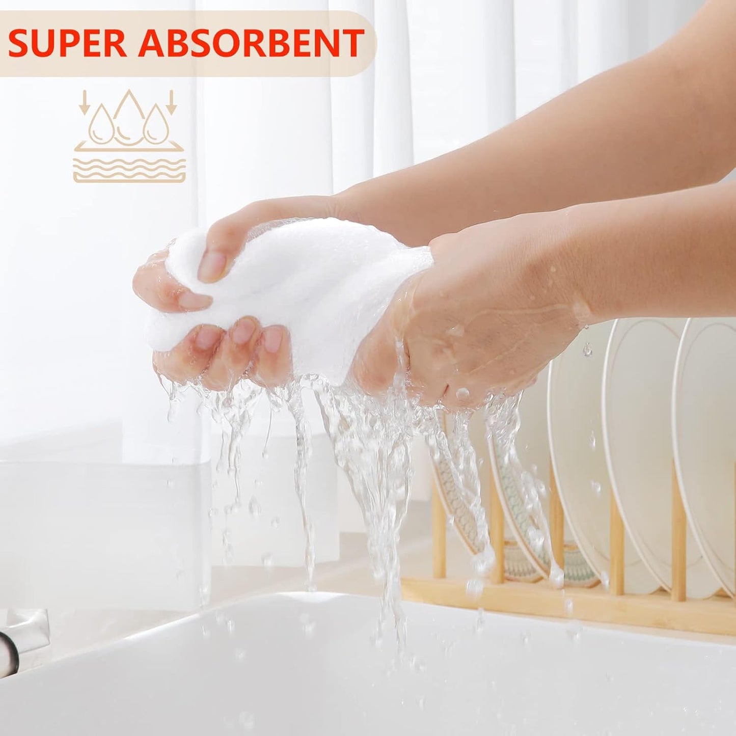 Homaxy 100% Cotton Waffle Weave Kitchen Dish Cloths, Ultra Soft Absorbent Quick Drying Dish Towels, 12 x 12 Inches, 12-Pack, White