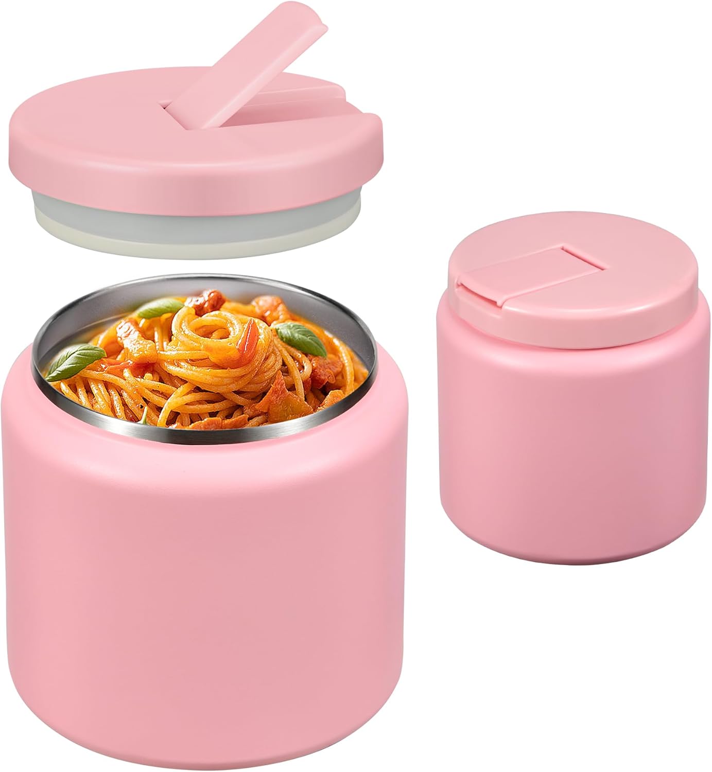 26oz Soup Thermo for Hot Food Kids with Buckle Lid Insulated Vacuum Food Jar Wide Mouth Leakproof Stainless Steel Lunch Container (Pink)