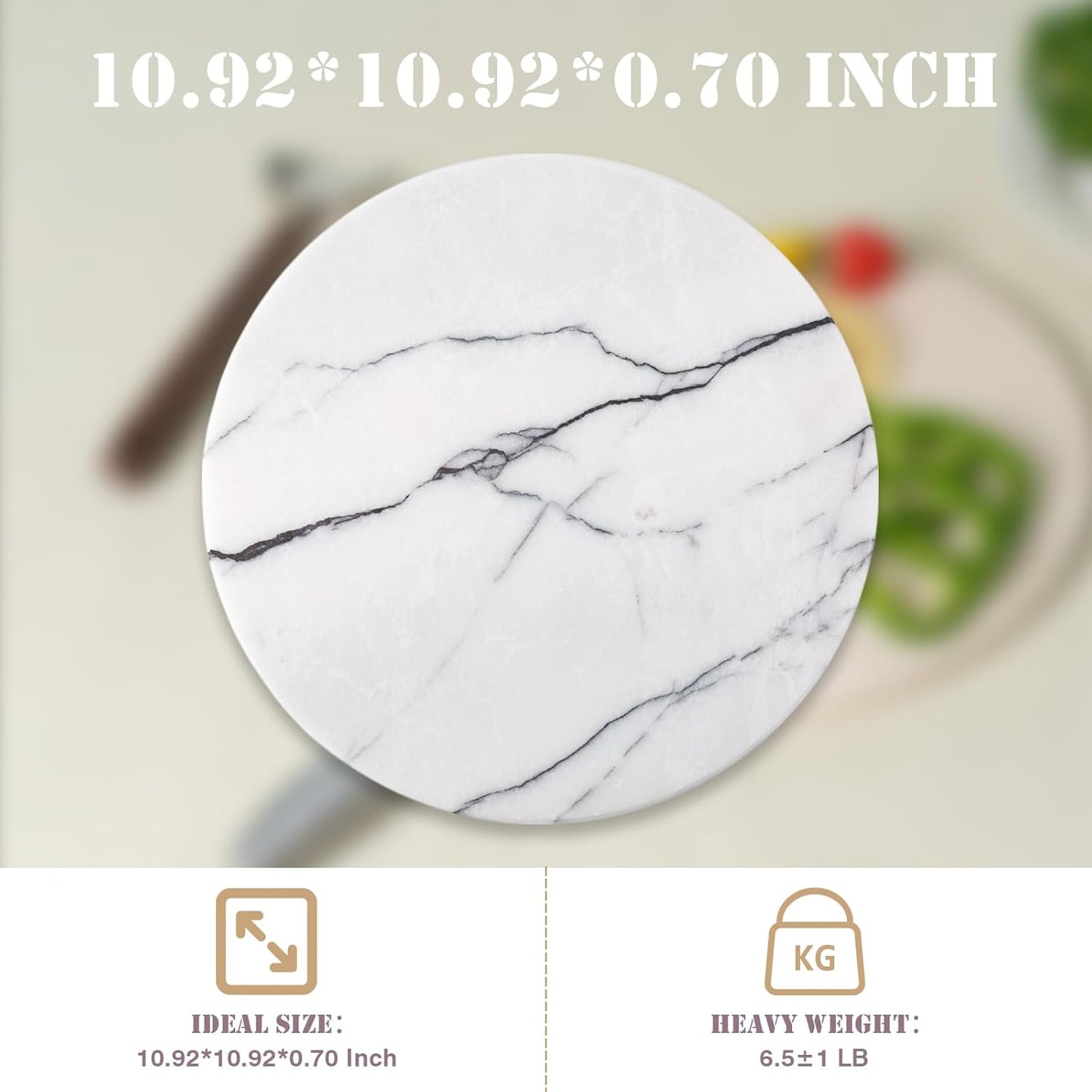 Koville Marble Cutting Board for Kitchen Countertop, 11" Round Marble Cheese Board Serving Tray for Baking, Charcuterie, Pastry, Trivet, Stone Cutting Boards for Kitchen - Milas Lilac