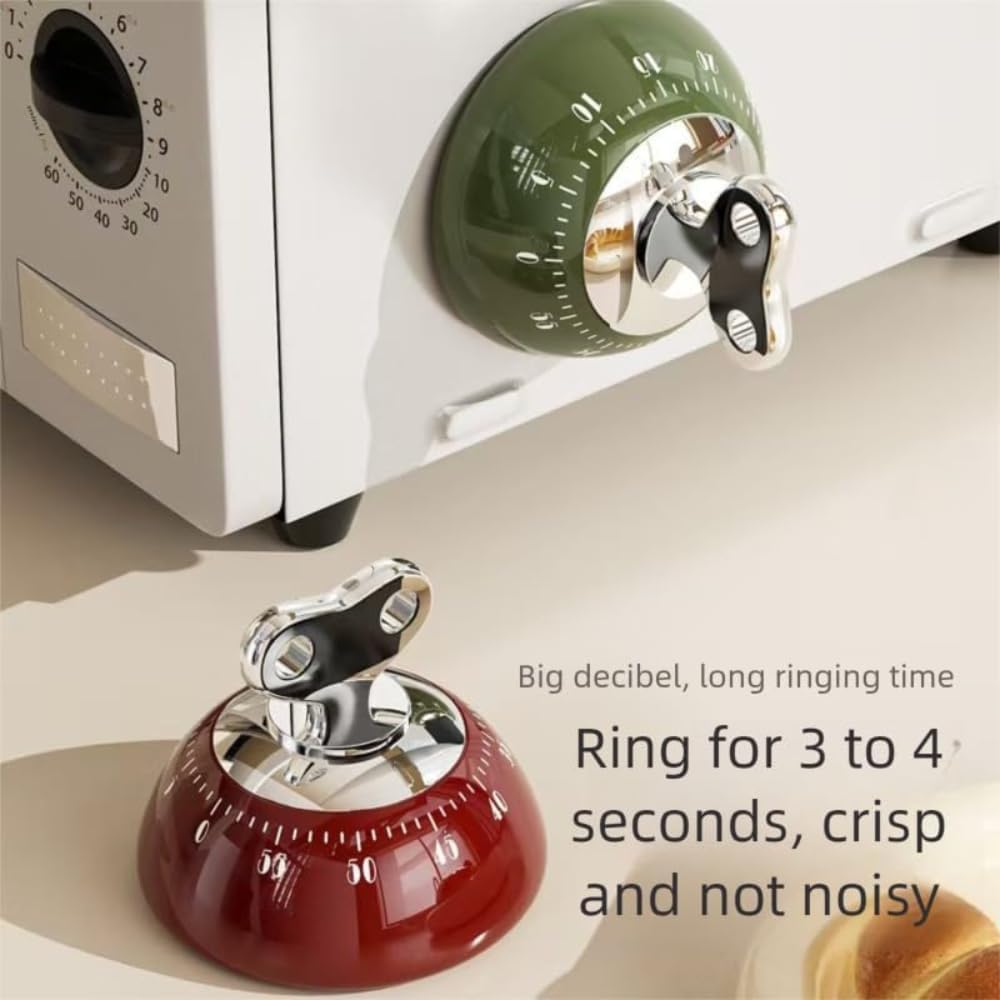 Kitchen Timers for Cooking, 100% Mechanical Cooking Timer，No Batteries Required，Magnetic Back. (Cream)