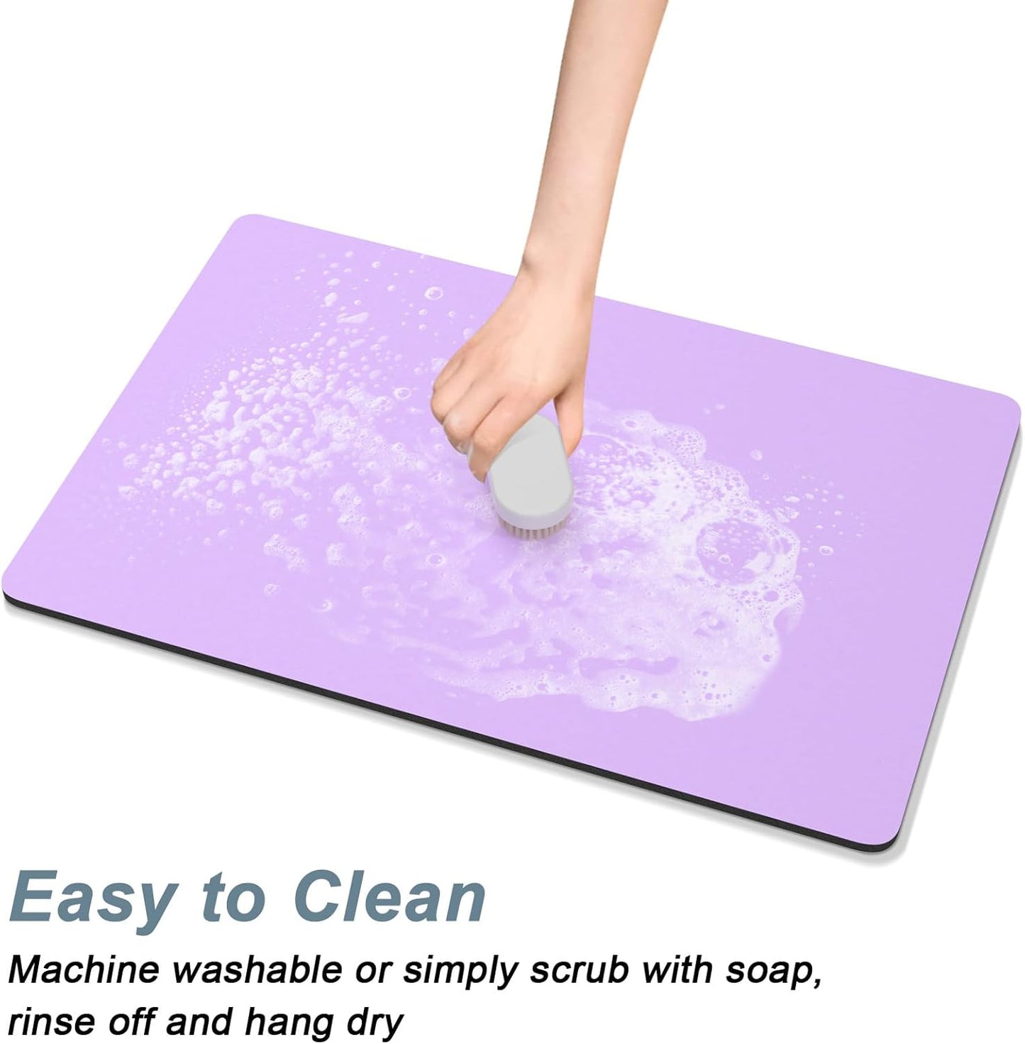 Rnivvi Coffee Mat, 16" x 24" Coffee Bar Mats for Espresso Machine Station Accessories and Organizer, Hide Stain Rubber Backed Absorbent Dish Drying Pad for Kitchen Counter, Cute Bar Decor Pad, Purple