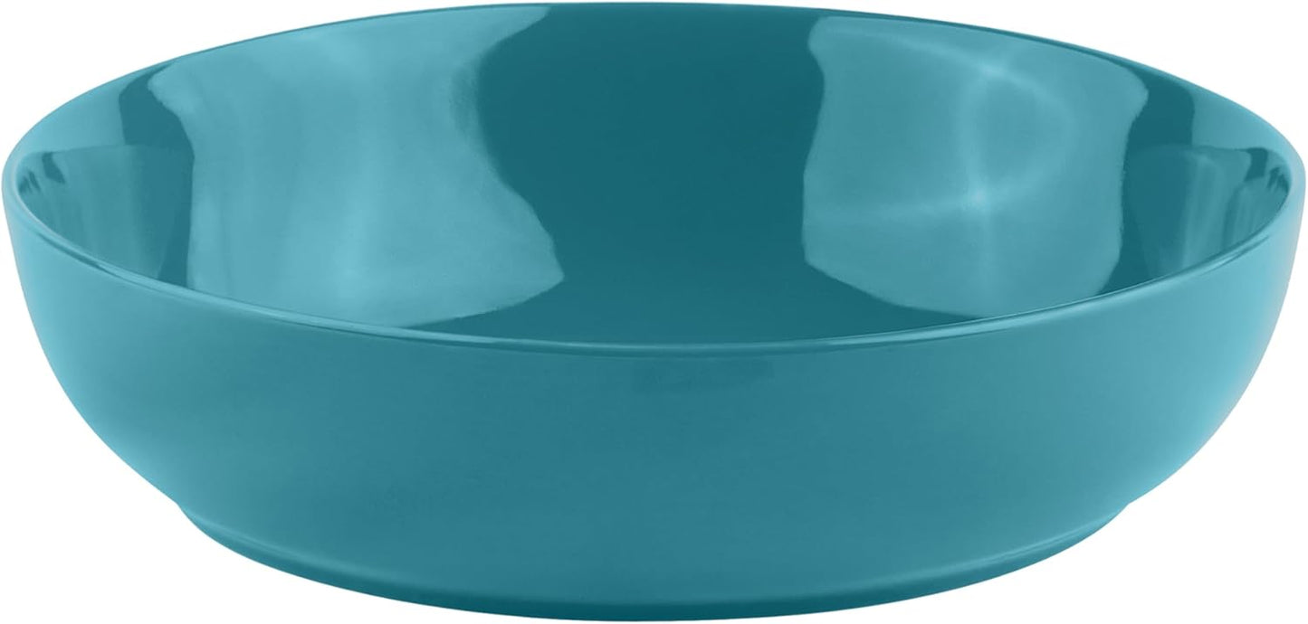 KooK Pasta Bowl, Salad Bowls, Soup, Serving Bowls, Ceramic, Large Capacity, Microwave & Dishwasher Safe, Set of 4, 40 Oz,(Ocean Blue)