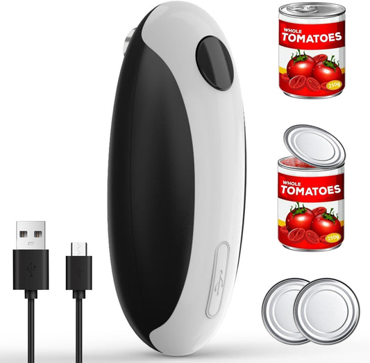 Electric Can Opener, Can Opener Electric Fits All Can Sizes, One Touch USB Rechargeable Electric Can Opener for Kitchen and Seniors with Arthritis, Chef, Automatic Can Opener, Portable Kitchen Gadgets