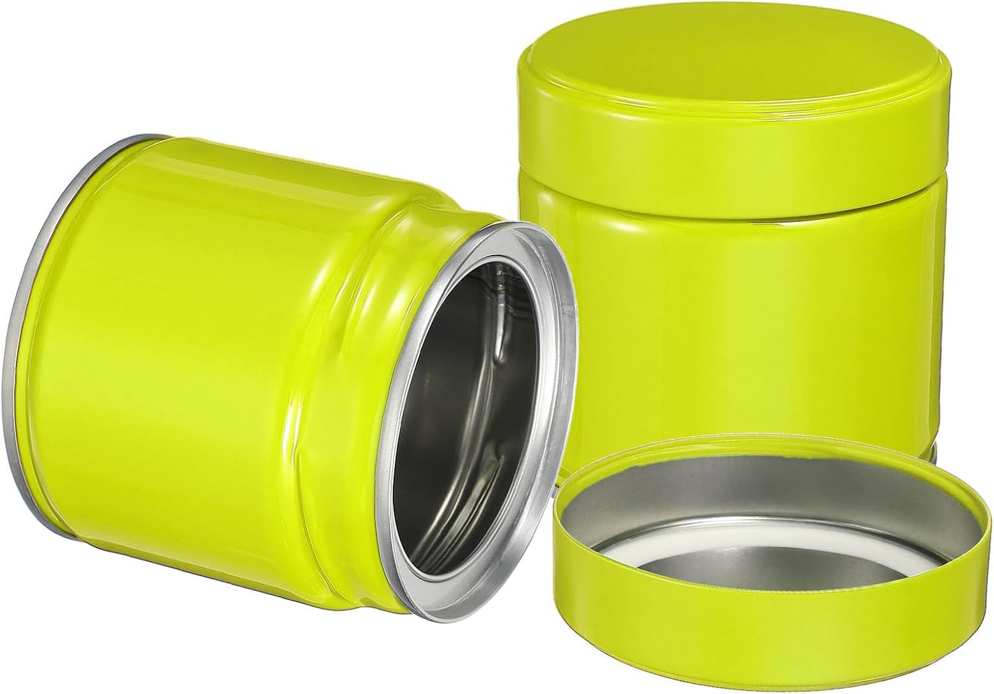 uxcell 2Pcs Round Tea Canisters, 3" x 3" Airtight Metal Tea Containers for Loose Tea, Coffee Beans, Spices - Durable, Compact, and Stylish Storage Tea Tin (Green)