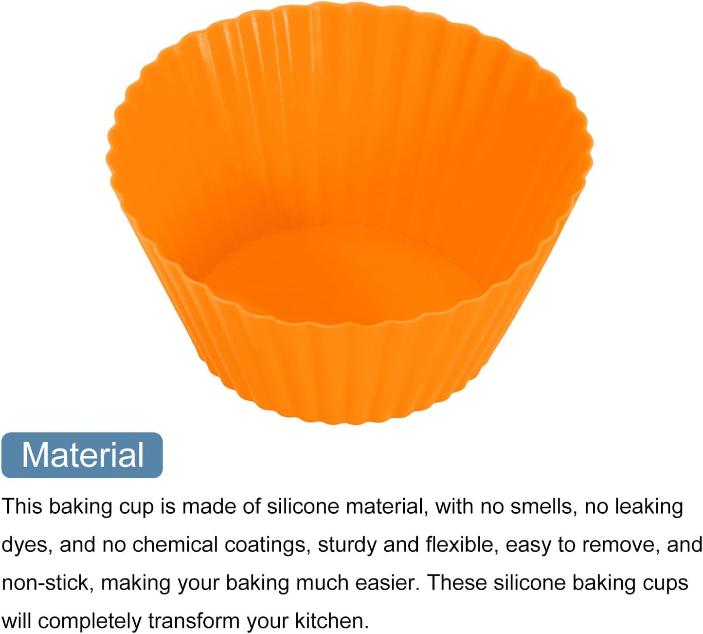 uxcell 18Pcs Silicone Cupcake Liners, Non-Stick Baking Cups, for Cooking Eggs, Baking Muffins and Make a Cake(Orange)
