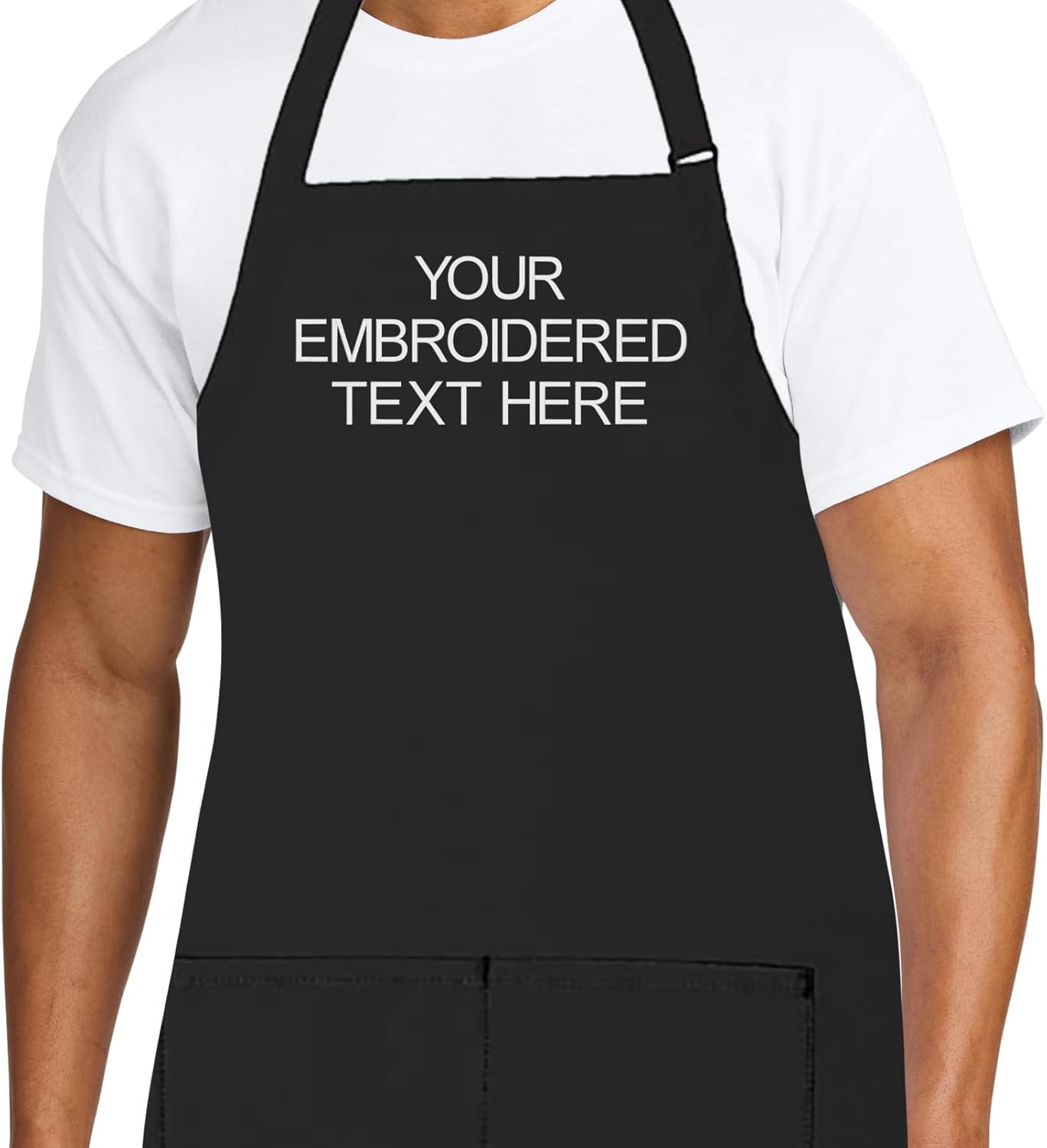 Personalized Chef Apron for Men, Custom Embroidered Design, Professional Kitchen Cooking BBQ Grilling for Dad, Decorated in USA