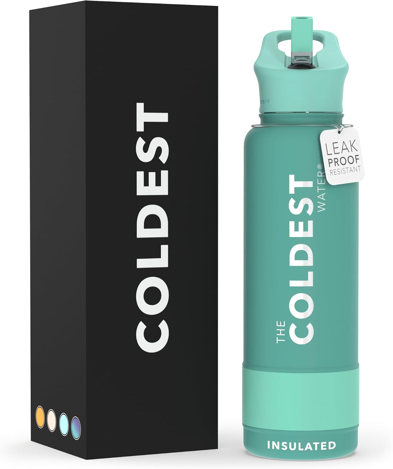 Coldest Insulated Water Bottle with Straw Lid - Stainless Steel Metal Insulated Bottle for Men & Women (Terraform Green, 40 oz)